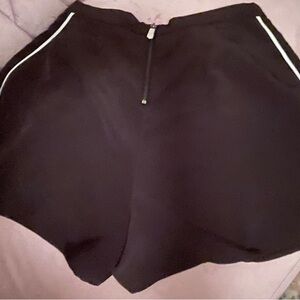 Black Athletic Shorts with Stretchy Fit and Zipper Closure